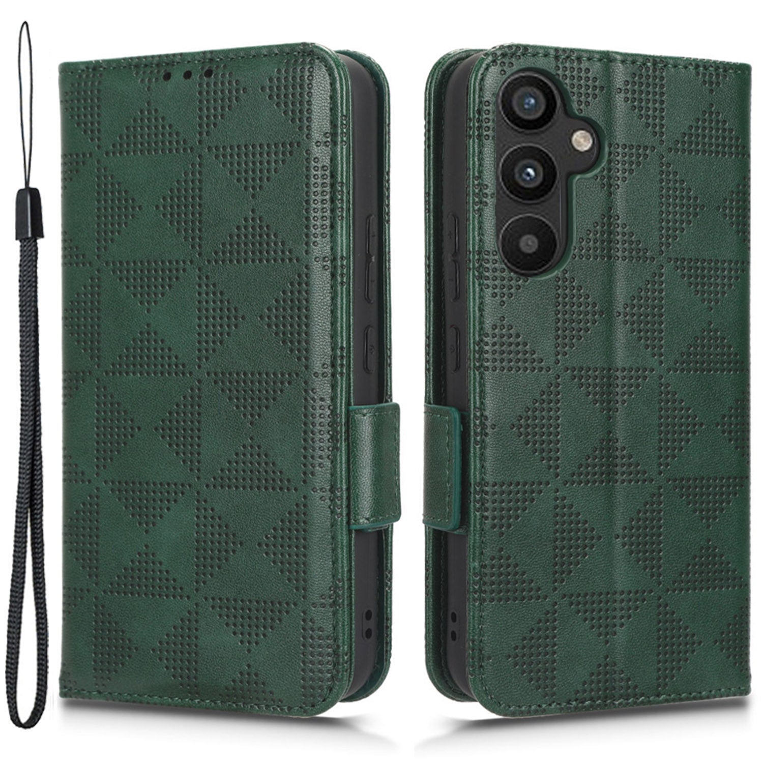 For Samsung Galaxy A34 5G Imprinted Triangle Pattern Phone Cover PU Leather Wallet Stand Cell Phone Case with Wrist Strap For Samsung Galaxy A34 5G Imprinted Triangle Pattern Phone Cover PU Leather Wallet Stand Cell Phone Case with Wrist Strap